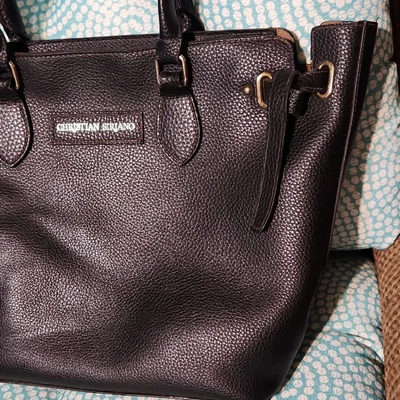 XL Christian Siriano Brand Black Leather Tote Bag - Picture 8 of 9